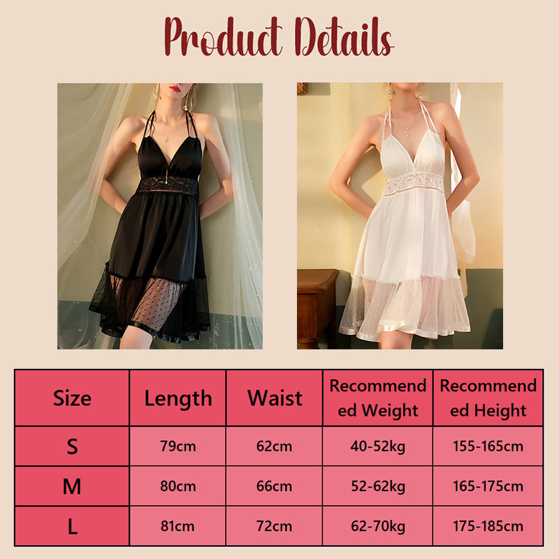 Lace Backless Halter Nightgown Sexy Lingerie Dress for Women Nightwear