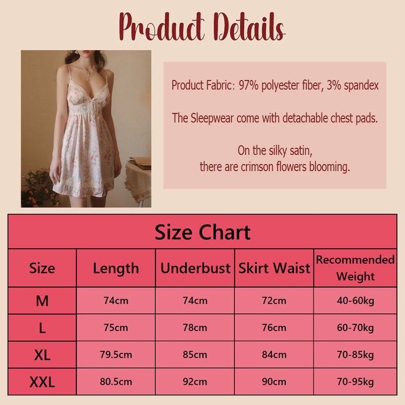 S-XXL pajama size chart